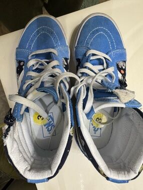 Vans Kids Light Blue Suede Skate Sneakers with White Laces with side Zipper